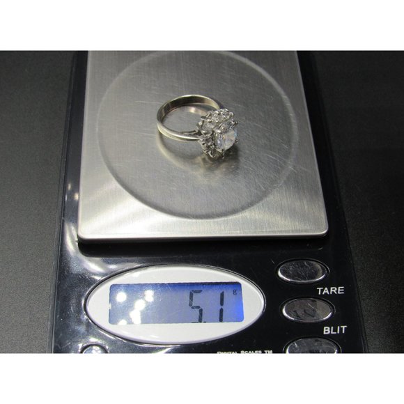 Size 6.5 Sterling Silver Chunky Cluster Clear CZ Band Ring Vintage Statement - Picture 8 of 8